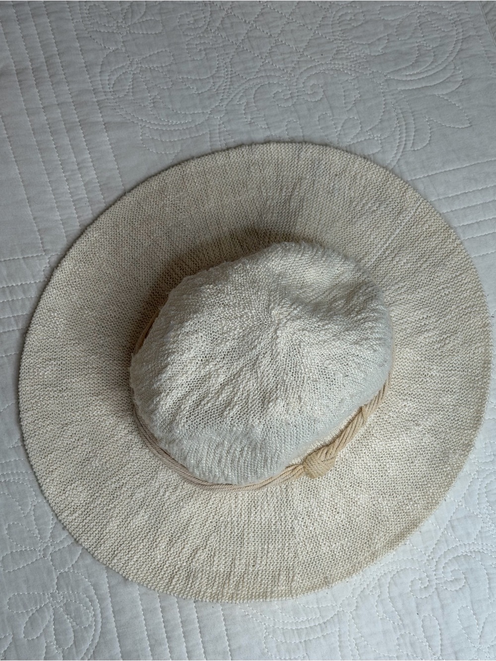 American Eagle Cream Wide Brim Sun Hat Linen Soft Brim - Picture 4 of 5